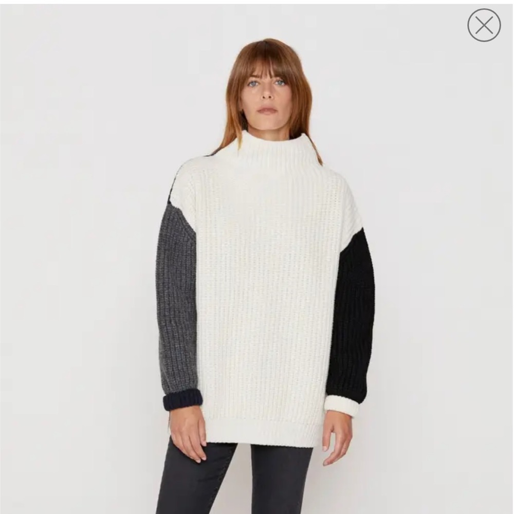 NWT FRAME Color Blocked Marino-Wool Sweater